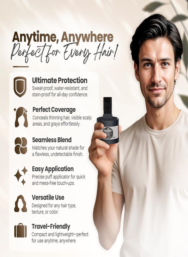 هيربيش بودرة كولوريت لتغطية جذور الشعر - بودرة سوداء طبيعية للنساء والرجال، تغطية فورية للشعر الرمادي، خافي عيوب خط الشعر للشعر الخفيف وبقع الصلع، مقاومة للماء والتلطخ، 4 غرام - Image 5